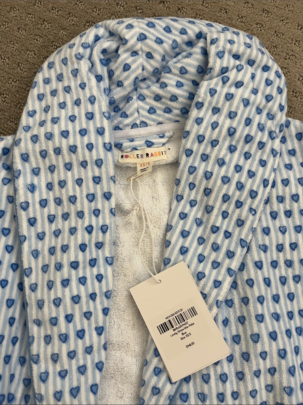 Roller Rabbit Light Blue Heart-Print Robe - Picture 2 of 5